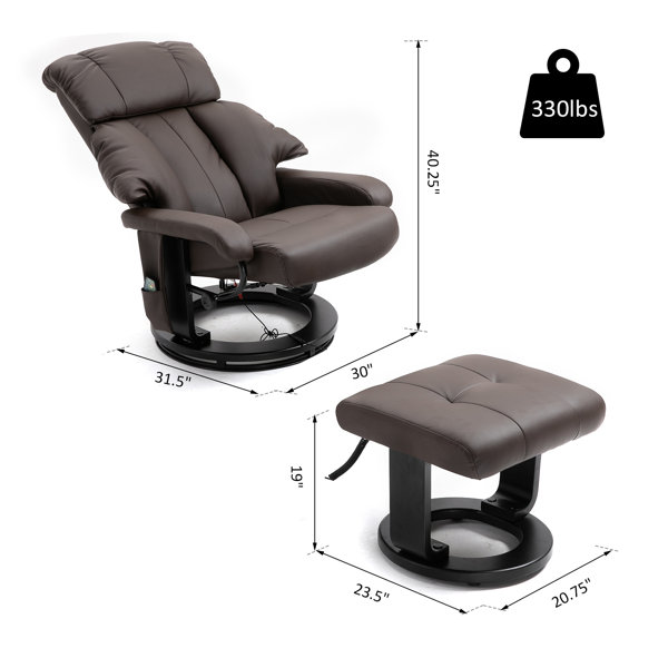 Ebern Designs Reclining Massage Chair with Ottoman & Reviews Wayfair